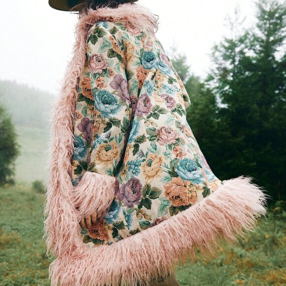 Multicolor Casual Women's Elegant Jacquard Faux Fur Coat - Picture 4 of 9